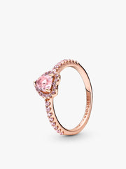 Sparkling Pink Heart Wishbone Ring Set 2 Quantity