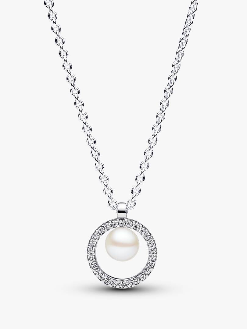 Treated Freshwater Cultured Pearl & Pavé Collier Necklace Sterling silver