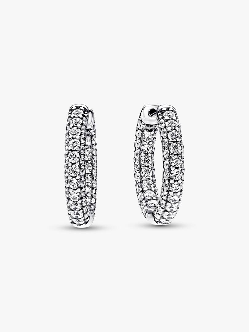 Pandora Timeless Pavé Single-row Hoop Earrings Sterling silver