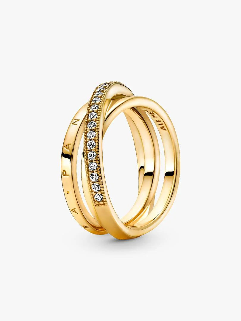 Crossover Pavé Triple Band Ring 14k gold plating