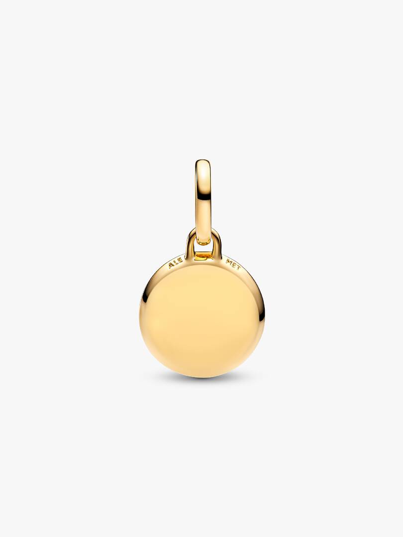 Green Engravable Mini Medallion Charm 14k gold plating
