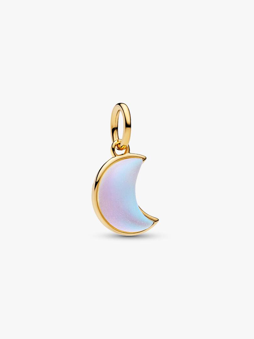 Sparkling Crescent Moon Dangle Charm 14k gold plating