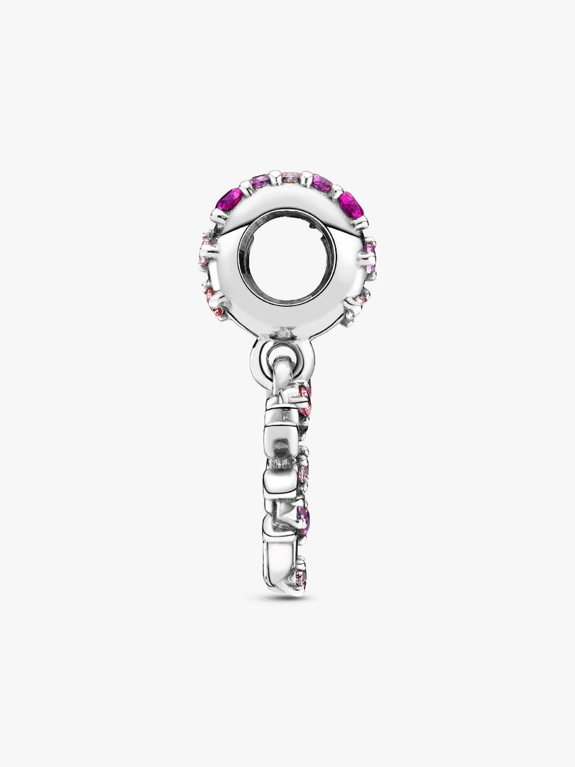 Pink Heart Family Tree Dangle Charm Sterling silver