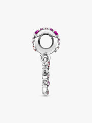 Pink Heart Family Tree Dangle Charm Sterling silver