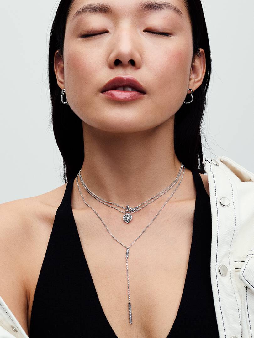 Sparkling Handwritten Love Collier Necklace Sterling silver
