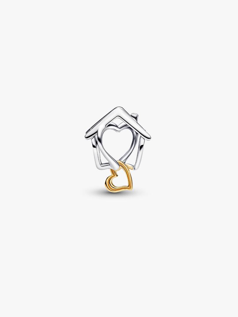 Home & Heart Charm Sterling silver, 14k gold plating