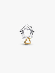 Home & Heart Charm Sterling silver, 14k gold plating