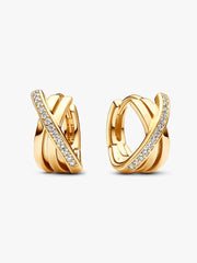 Crossover Pavé Hoop Earrings 14k gold plating