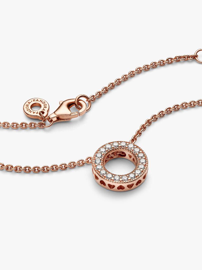 Pandora Logo Pavé Circle Collier Necklace 14k rose gold plating