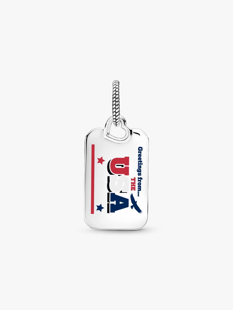 USA Postcard Dangle Charm Sterling silver