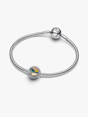 Engravable Beach Heart Scene Charm Sterling silver