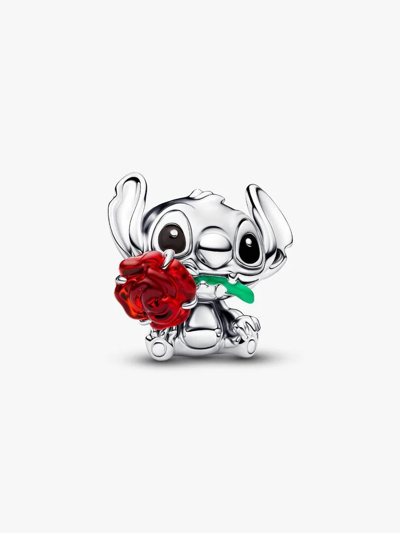 Disney Stitch Rose Murano Glass Charm Sterling silver