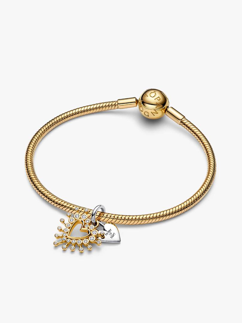 Radiant Heart Double Dangle Charm Sterling silver, 14k gold plating