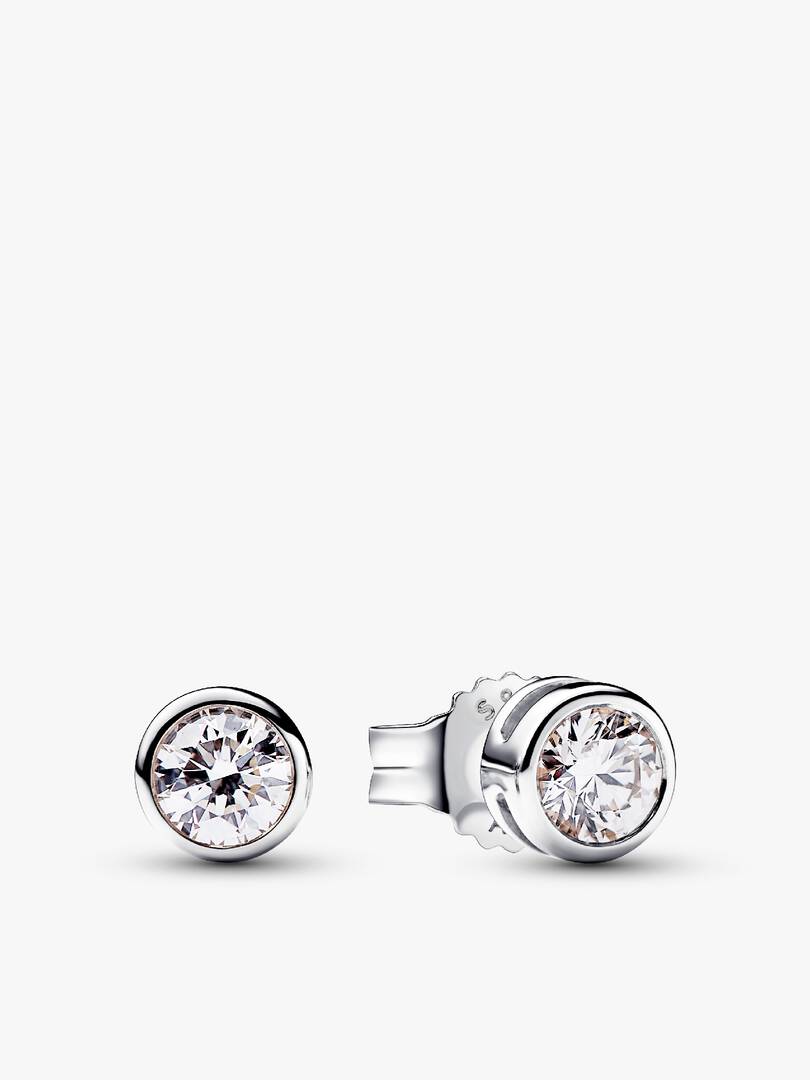 Pandora Era Bezel Lab-grown Diamond Pendant Necklace and Earrings set 0.45 carat tw Sterling Silver 2 Quantity