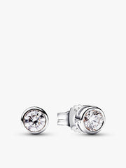 Pandora Era Bezel Lab-grown Diamond Pendant Necklace and Earrings set 0.45 carat tw Sterling Silver 2 Quantity
