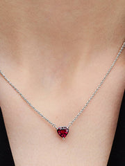 Sparkling Heart Halo Pendant Collier Necklace Sterling silver