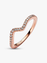 Sparkling Wave Ring 14k rose gold plating