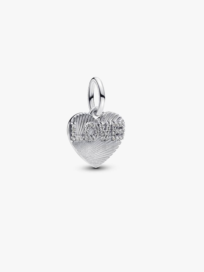 Engravable Love Heart Dangle Charm Sterling silver