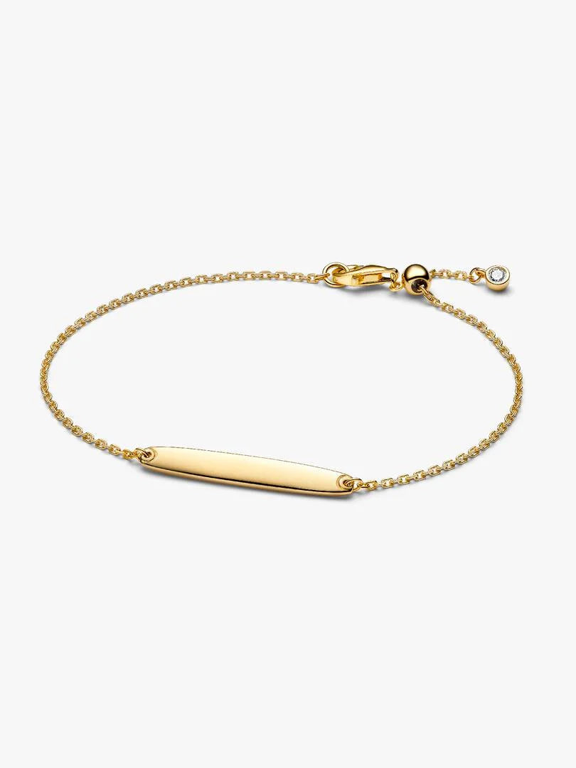 Engravable Bar Chain Bracelet 14k gold plating