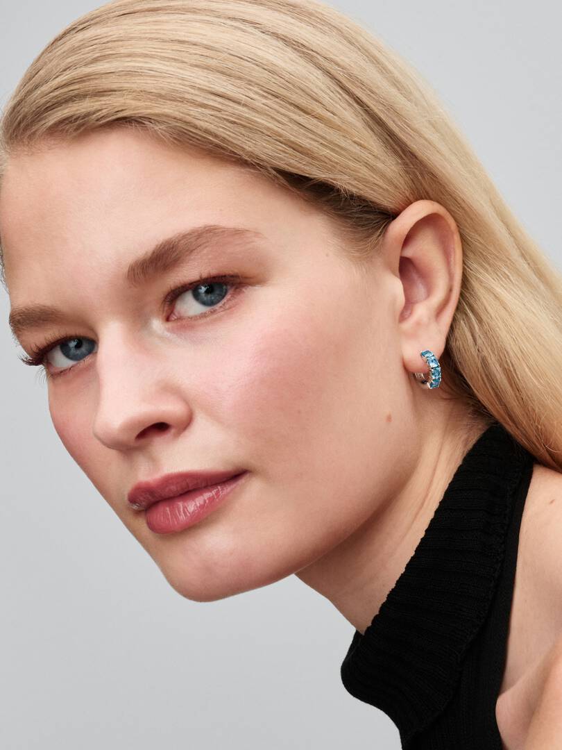 Light Blue Hoop Earrings Sterling silver