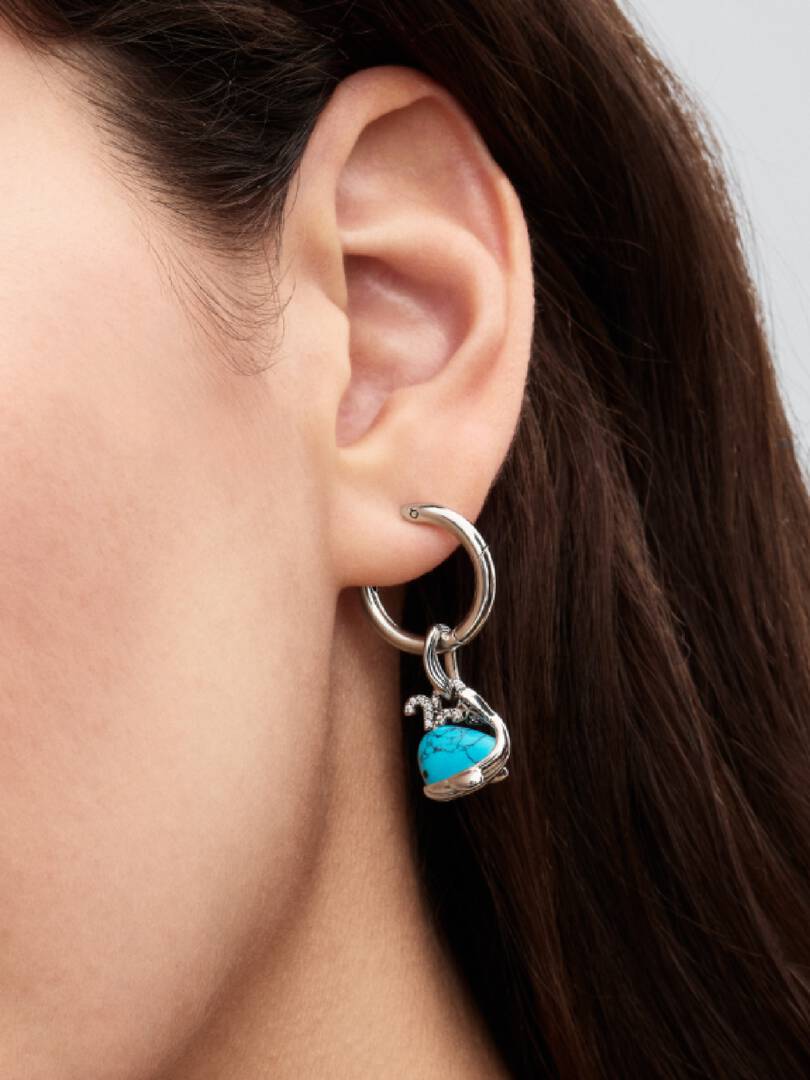 Turquoise-colored Whale Dangle Charm Sterling silver