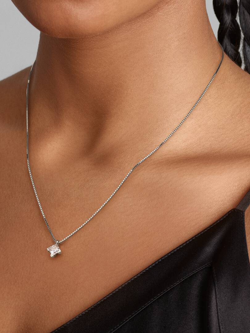 FINAL SALE - Pandora Nova 14k White Gold Lab-grown Diamond Pendant Necklace 1.00 ct TW, 14k white gold