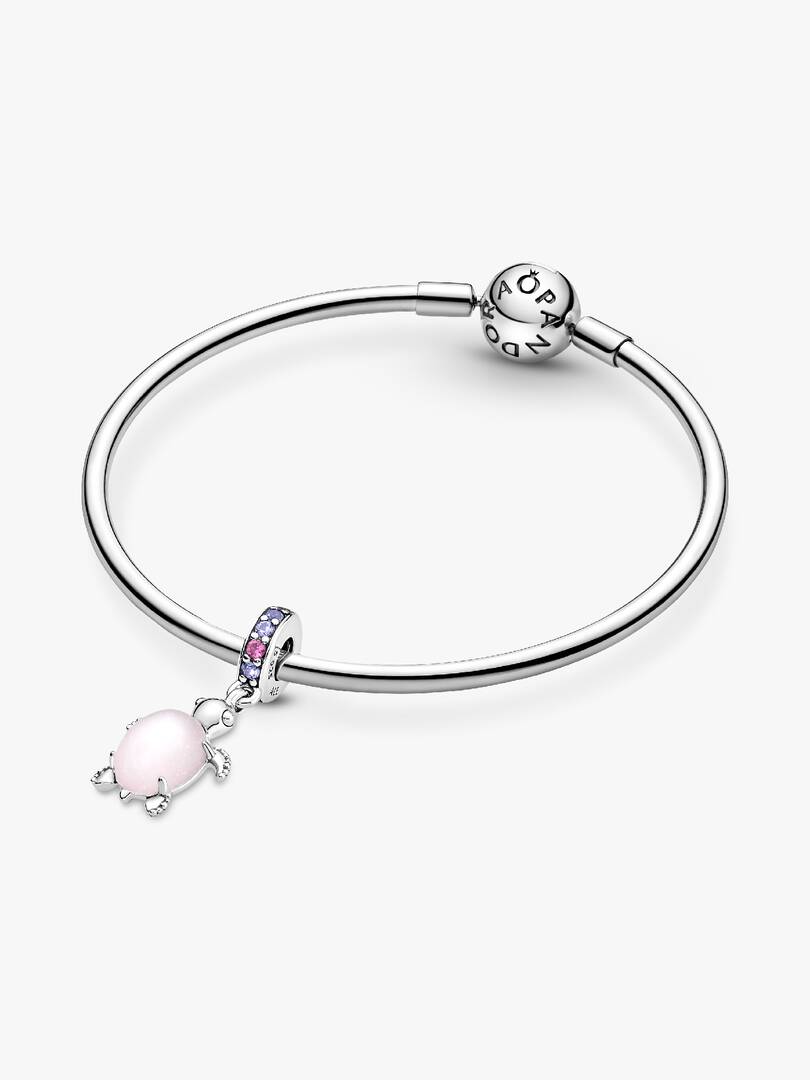 Murano Glass Pink Sea Turtle Dangle Charm Sterling silver