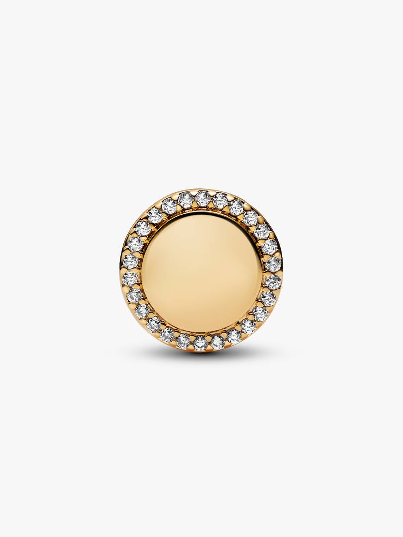 Engravable Sparkling Button Charm 14k gold plating