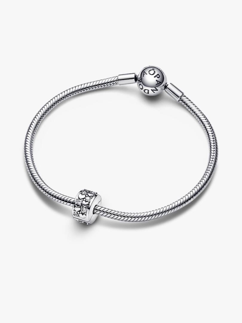 FINAL SALE - Infinite Hearts Sparkling Clip Charm Sterling silver