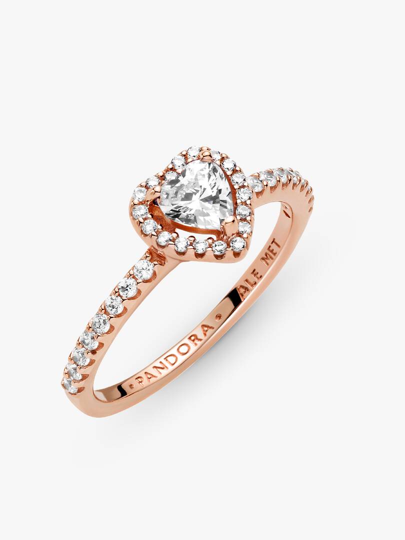 Sparkling Elevated Heart Ring 14k rose gold plating