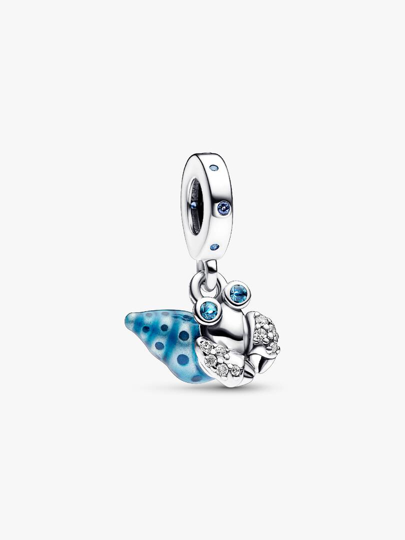 Glow-in-the-dark Hermit Crab Dangle Charm Sterling silver