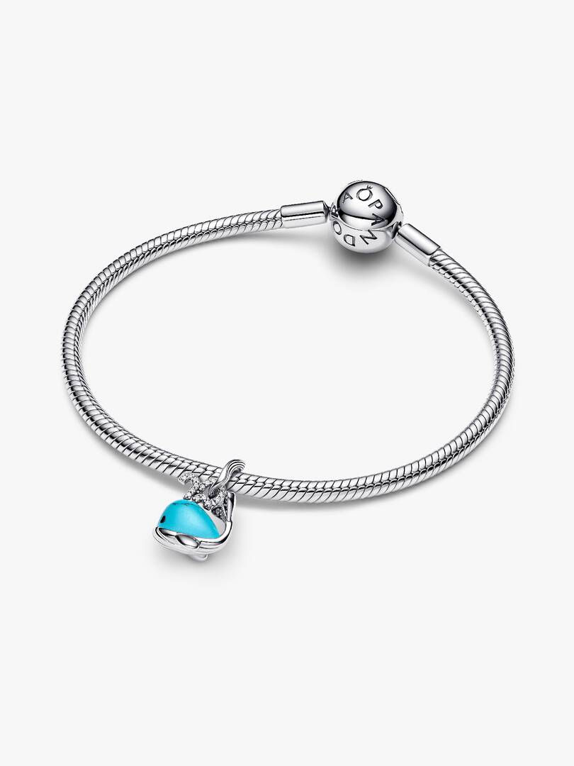 Turquoise-colored Whale Dangle Charm Sterling silver