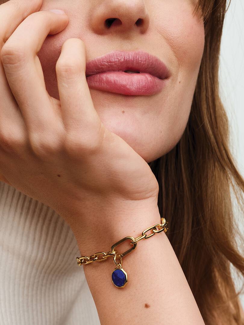 Blue Engravable Mini Medallion Charm 14k gold plating
