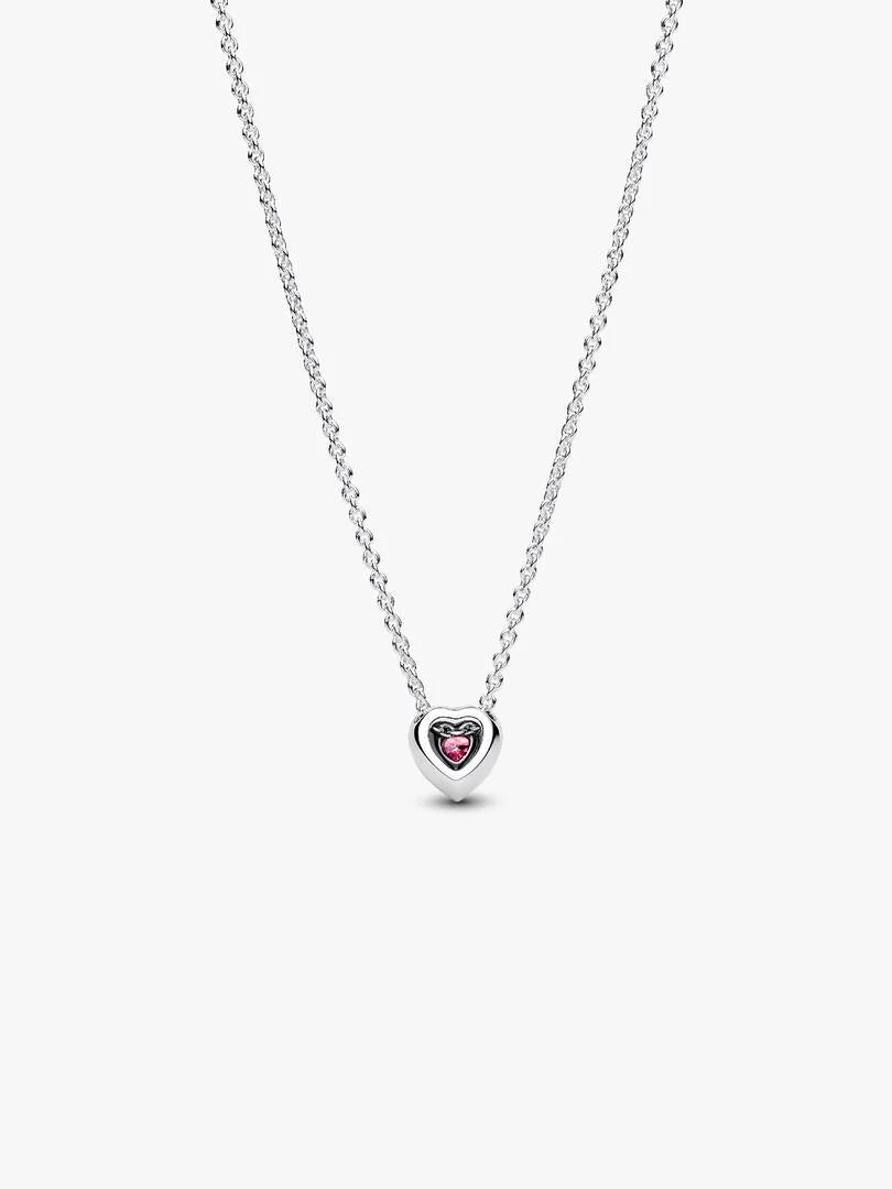 Pink Elevated Heart Necklace Sterling silver