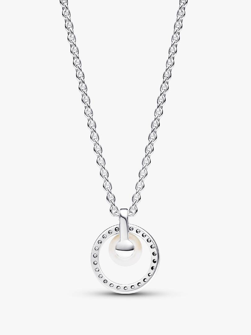 Treated Freshwater Cultured Pearl & Pavé Collier Necklace Sterling silver