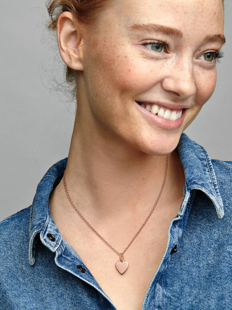 Engravable Heart Tag Pendant 14k rose gold plating