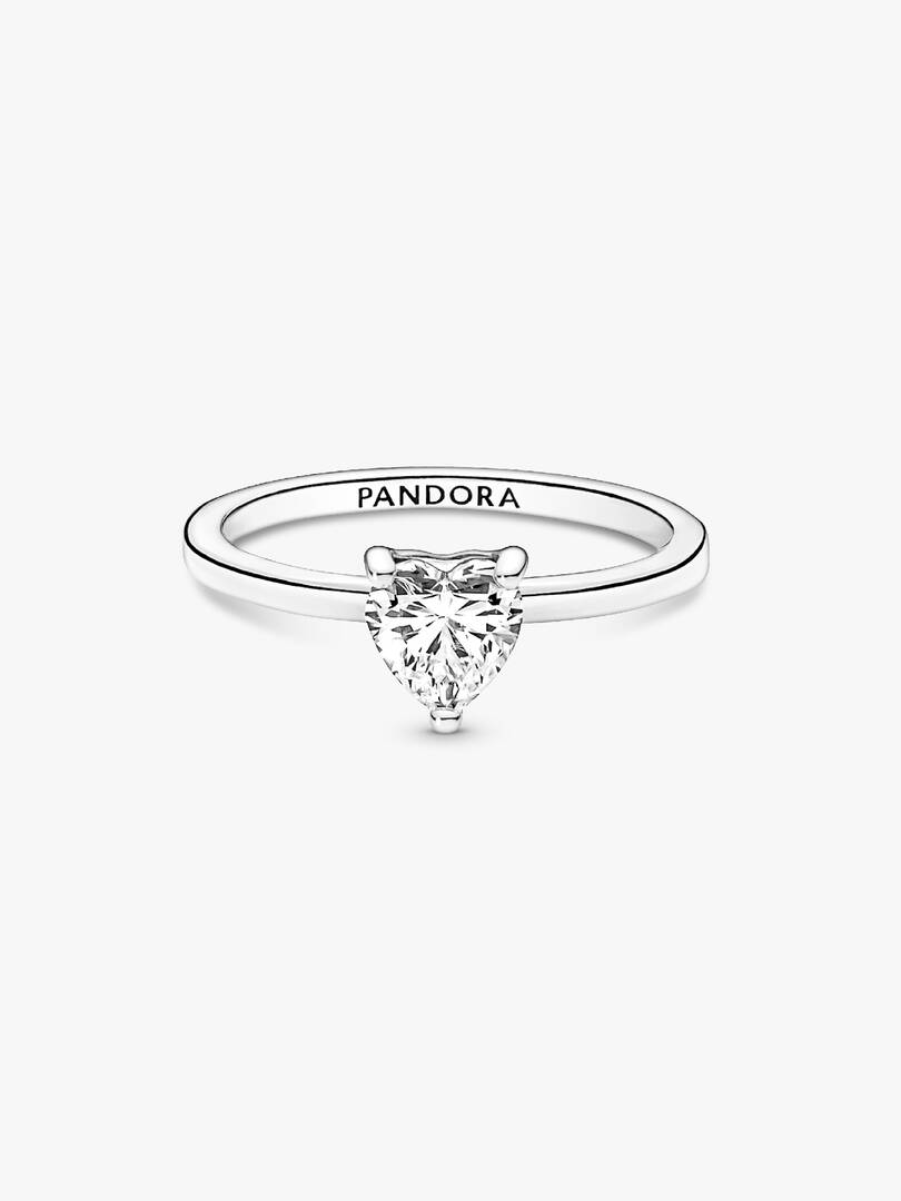 Sparkling Heart Solitaire Ring Sterling silver