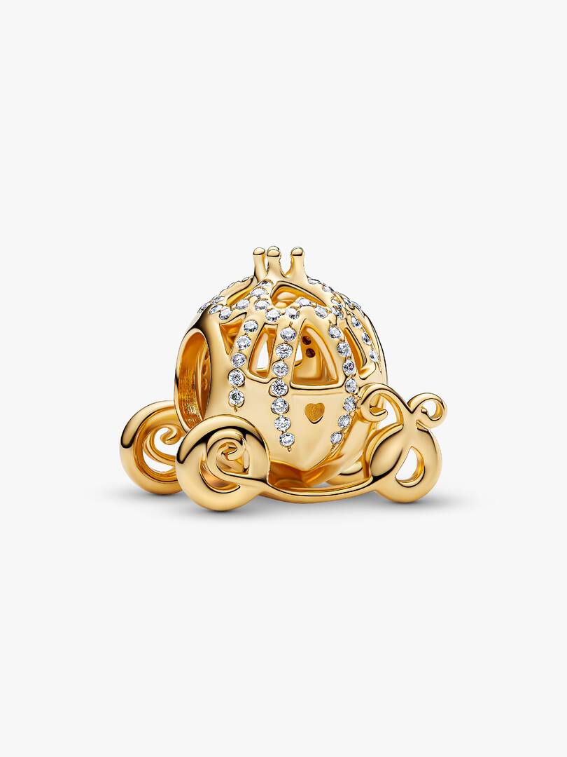 Disney Cinderella Sparkling Carriage Charm 14k gold plating
