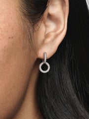 Sparkling Double Hoop Earrings Sterling silver