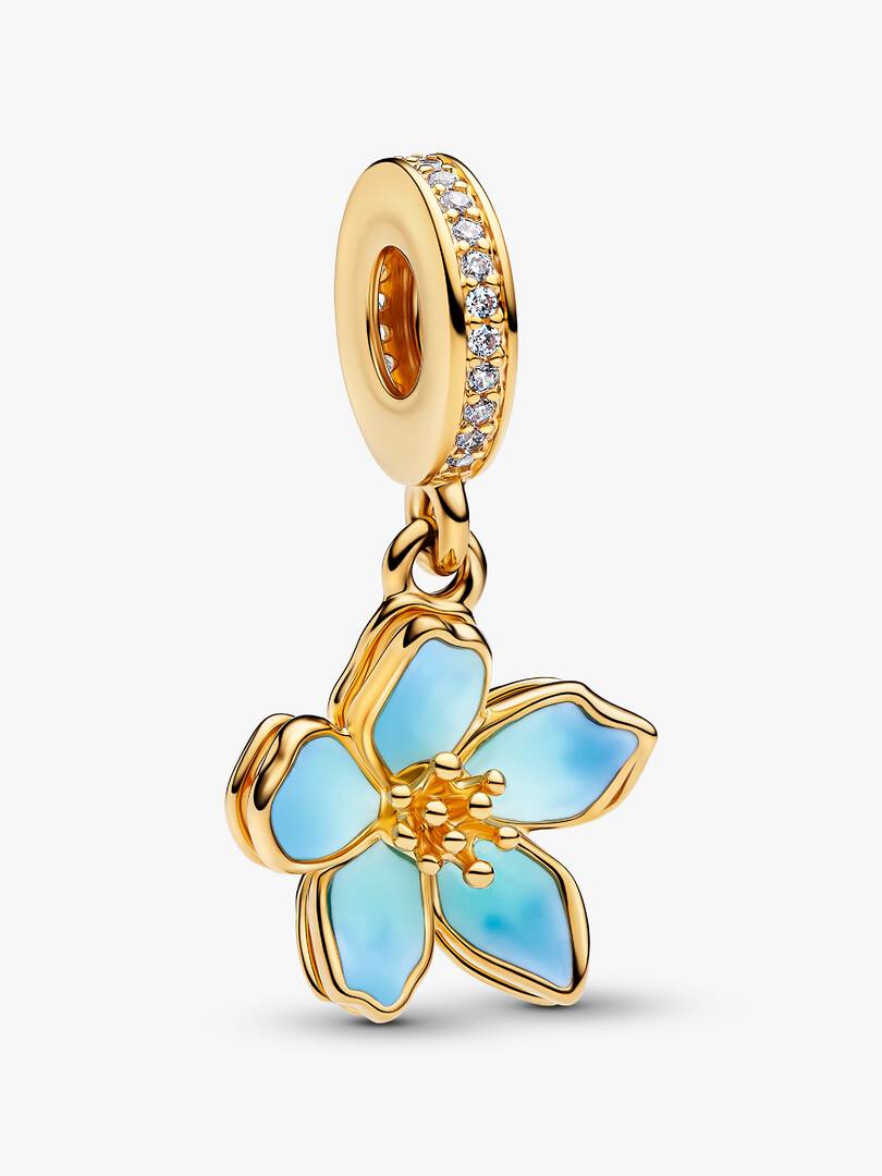 Blue Blossom Dangle Charm 14k gold plating