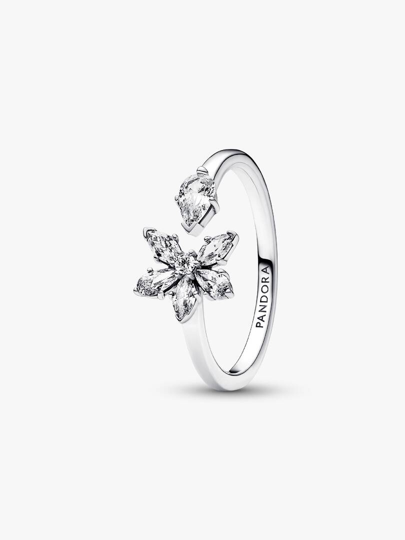 FINAL SALE - Sparkling Herbarium Cluster Open Ring Sterling silver
