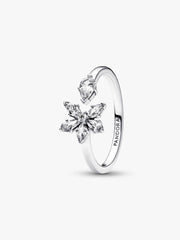 FINAL SALE - Sparkling Herbarium Cluster Open Ring Sterling silver