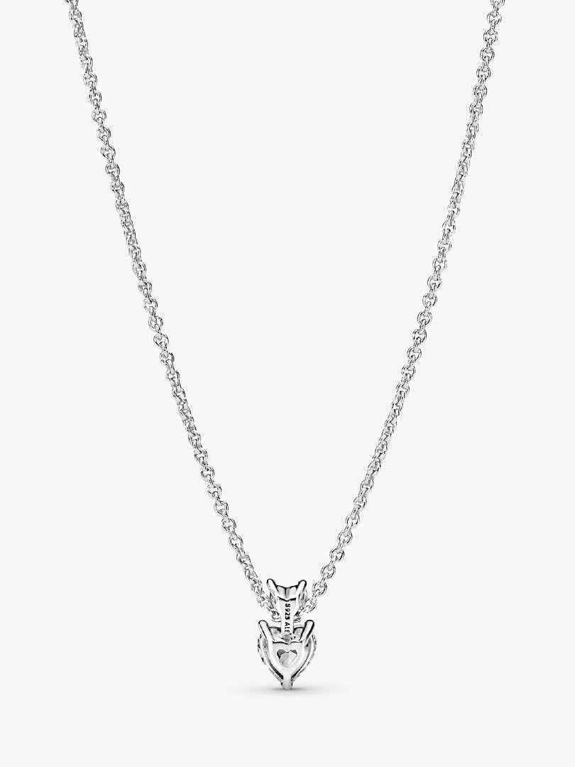 Double Heart Pendant Sparkling Collier Necklace Sterling silver