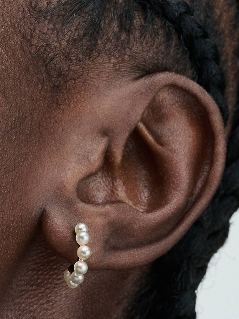 FINAL SALE - Treated Freshwater Cultured Pearls Open Hoop Earrings 14k gold plating