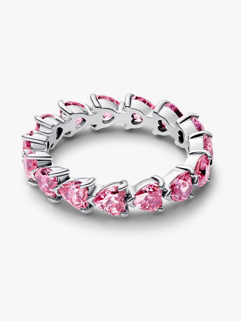 FINAL SALE - Band of Pink Hearts Ring Sterling silver