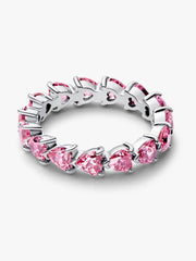 FINAL SALE - Band of Pink Hearts Ring Sterling silver