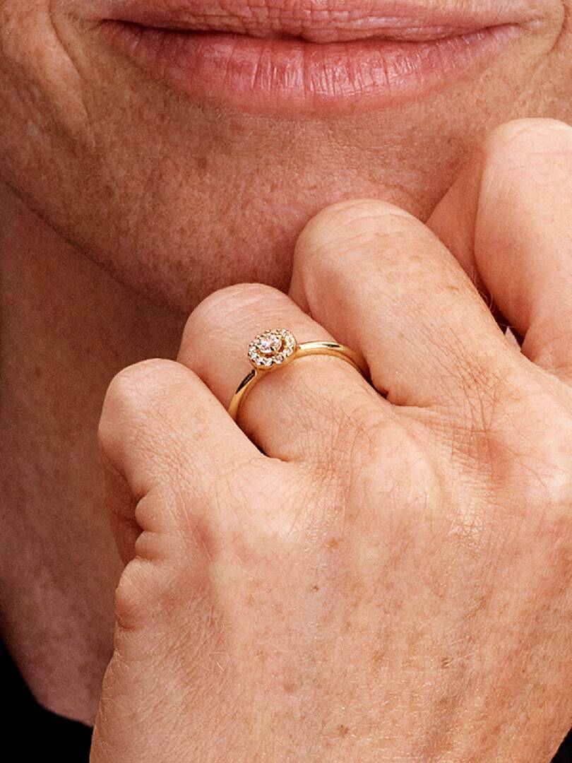 Round Pave Halo Ring 14k gold plating