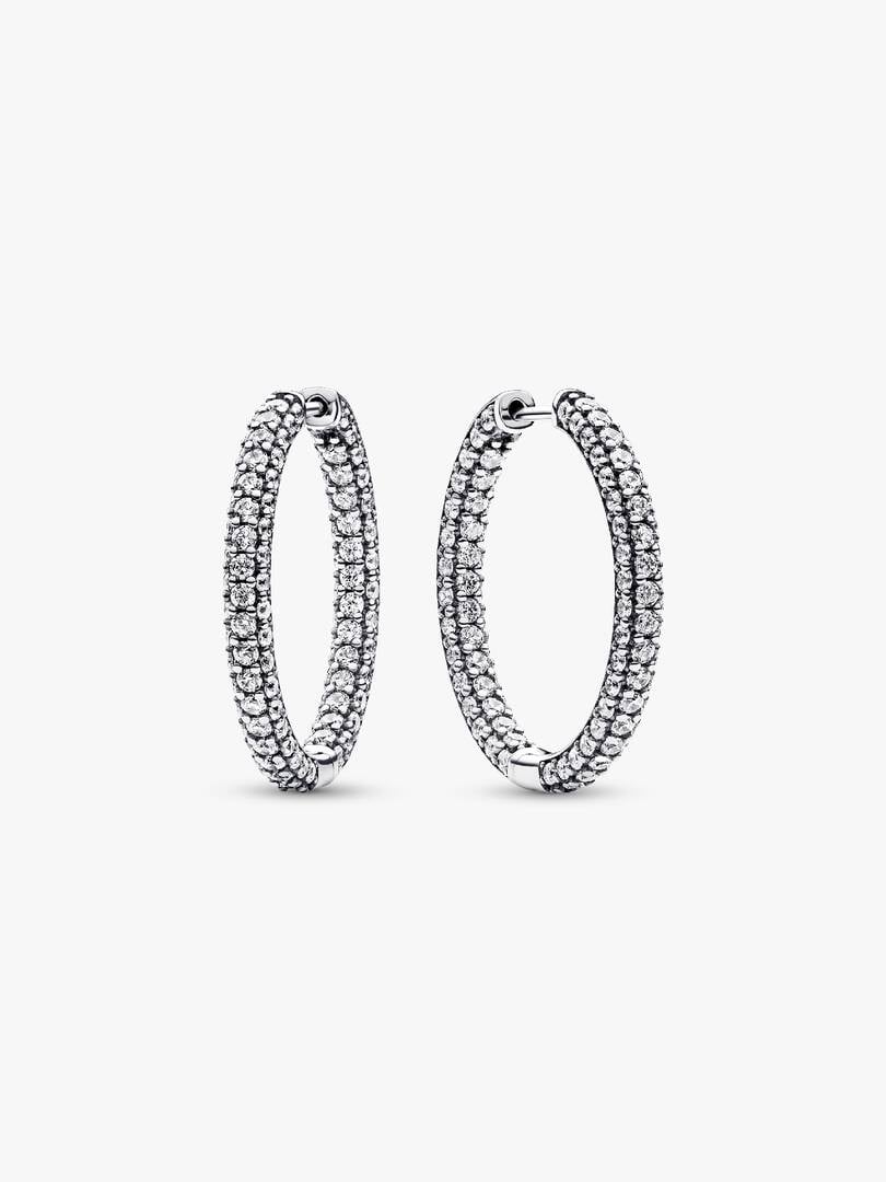 FINAL SALE - Pandora Timeless Pavé Single-row Hoop Earrings Sterling silver
