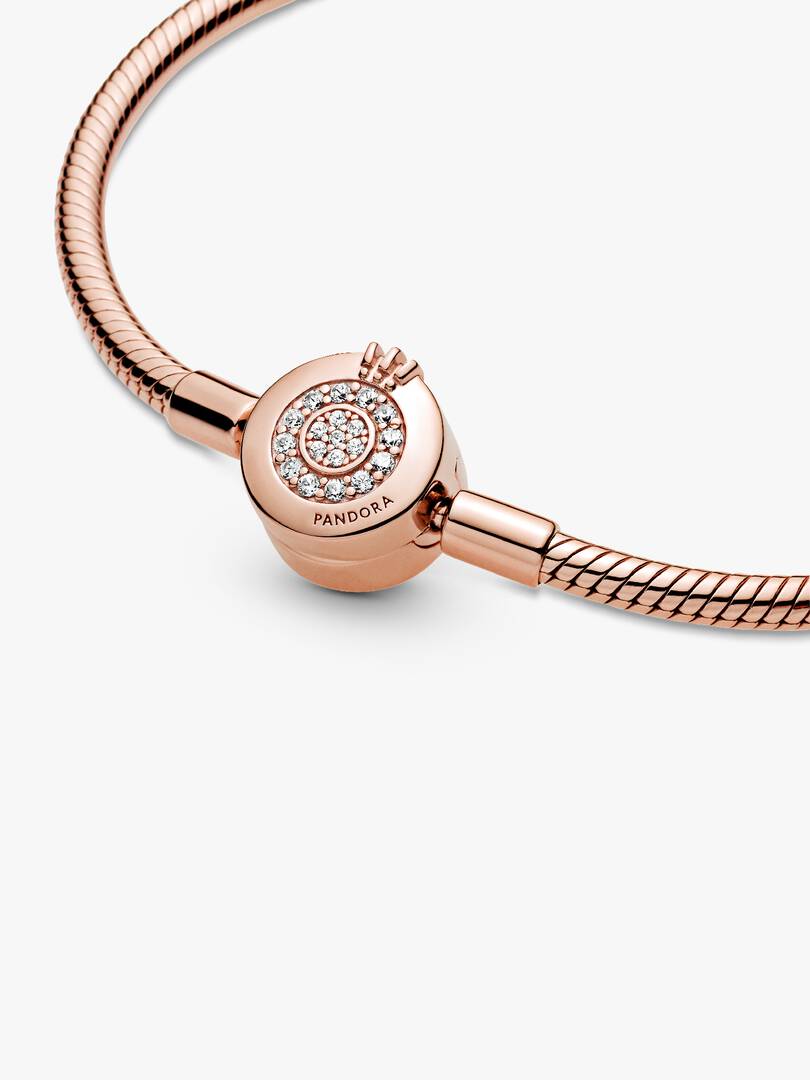 Pandora Moments Sparkling Crown O Snake Chain Bracelet 14k rose gold plating