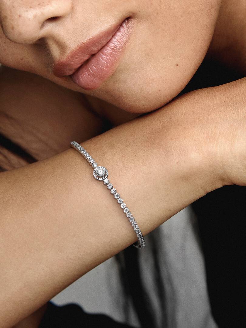 Sparkling Halo Tennis Bracelet Sterling silver